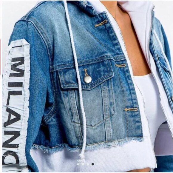 Stylish fashion icon CROP Jean Jacket - Picture 9 of 11